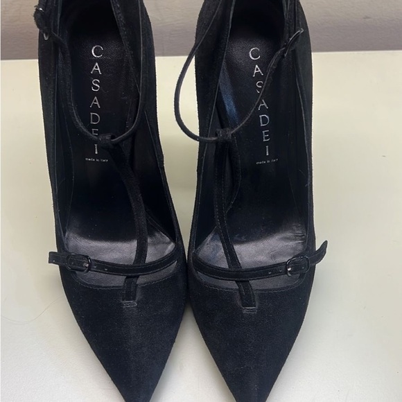 Casadei Black and White High Heels with Zebra Block Heel